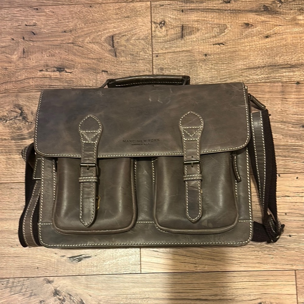 Andrew Marc Gray Messenger Bag with Adjustable Strap